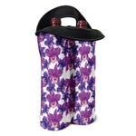 Purple Orchid Flower Pattern Print Double Neoprene Wine Tote