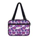 Purple Orchid Flower Pattern Print Double Strap Bible Bag