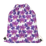 Purple Orchid Flower Pattern Print Drawstring Bag