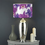 Purple Orchid Flower Pattern Print Drum Lamp Shade