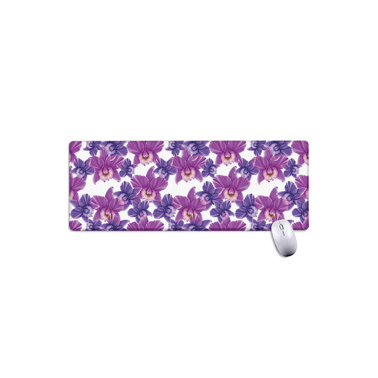 Purple Orchid Flower Pattern Print Extended Mouse Pad