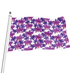 Purple Orchid Flower Pattern Print Flag