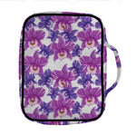 Purple Orchid Flower Pattern Print Front Pocket Bible Bag