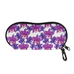 Purple Orchid Flower Pattern Print Glasses Case