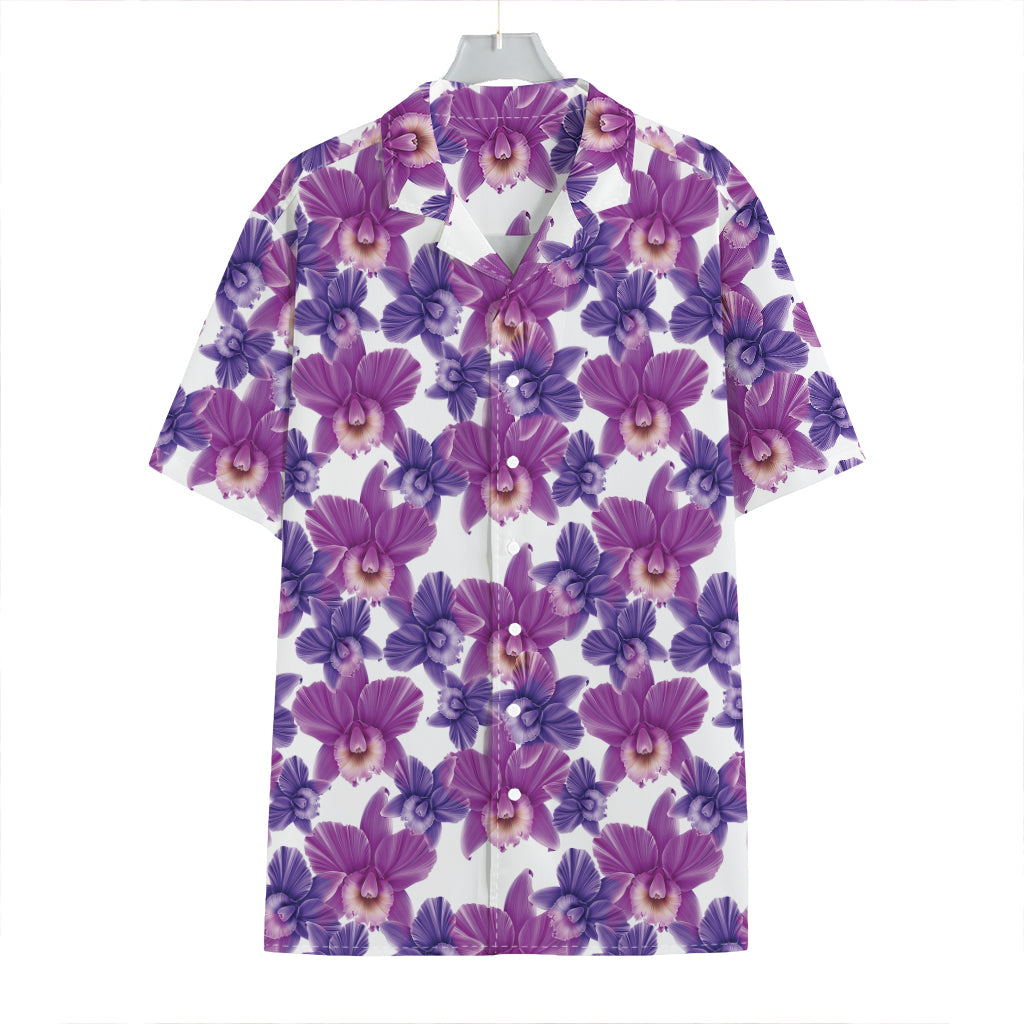 Purple Orchid Flower Pattern Print Hawaiian Shirt