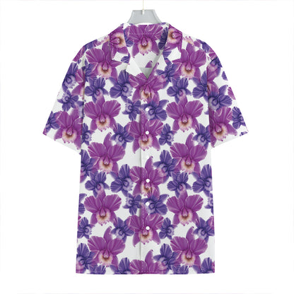 Purple Orchid Flower Pattern Print Hawaiian Shirt