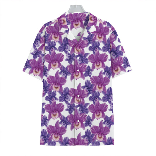 Purple Orchid Flower Pattern Print Hawaiian Shirt