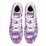 Purple Orchid Flower Pattern Print High Top Leather Sneakers