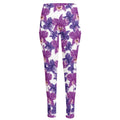Purple Orchid Flower Pattern Print High-Waisted Pocket Leggings