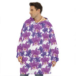 Purple Orchid Flower Pattern Print Hoodie Blanket