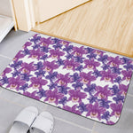 Purple Orchid Flower Pattern Print Indoor Door Mat