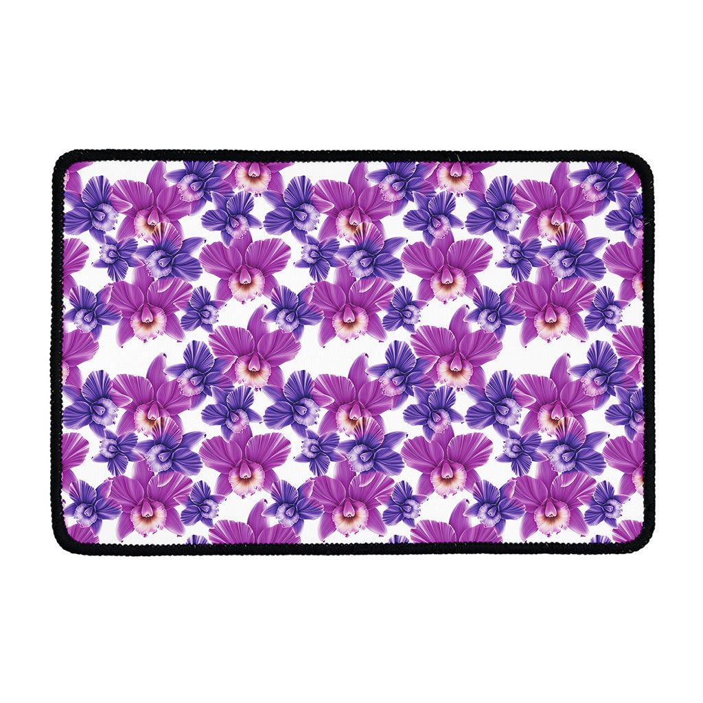 Purple Orchid Flower Pattern Print Kitchen Mat