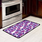 Purple Orchid Flower Pattern Print Kitchen Mat