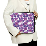 Purple Orchid Flower Pattern Print Laptop Sleeve
