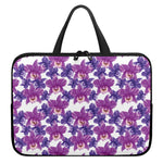 Purple Orchid Flower Pattern Print Laptop Sleeve With Handle