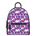 Purple Orchid Flower Pattern Print Leather Backpack