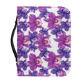 Purple Orchid Flower Pattern Print Leather Bible Cover