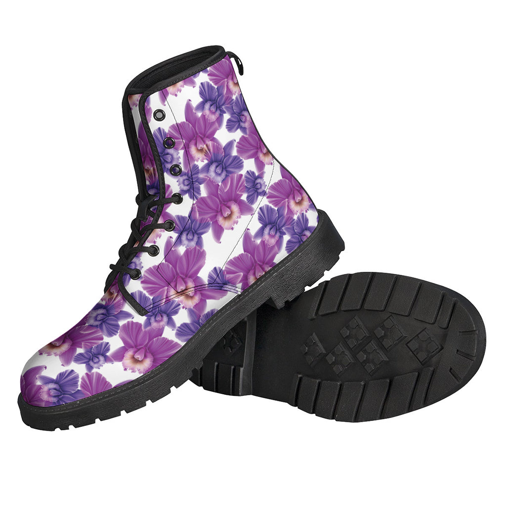 Purple Orchid Flower Pattern Print Backpack