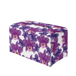 Purple Orchid Flower Pattern Print Leather Tissue Box Cover