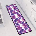 Purple Orchid Flower Pattern Print Long Kitchen Mat