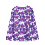 Purple Orchid Flower Pattern Print Long Sleeve Short Coat