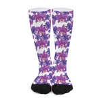 Purple Orchid Flower Pattern Print Long Socks