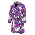 Purple Orchid Flower Pattern Print Men's Bathrobe