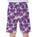 Purple Orchid Flower Pattern Print Men's Beach Shorts