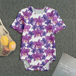 Purple Orchid Flower Pattern Print Men's Bodysuit