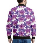 Purple Orchid Flower Pattern Print Men's Bomber Jacket