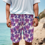 Purple Orchid Flower Pattern Print Men's Cargo Shorts
