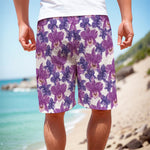 Purple Orchid Flower Pattern Print Men's Cargo Shorts