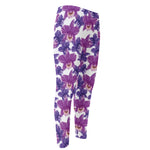 Purple Orchid Flower Pattern Print Men's Compression Pants