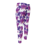 Purple Orchid Flower Pattern Print Men's Compression Pants