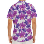 Purple Orchid Flower Pattern Print Men's Deep V-Neck Shirt