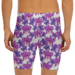 Purple Orchid Flower Pattern Print Men's Long Boxer Briefs