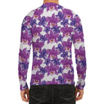 Purple Orchid Flower Pattern Print Men's Long Sleeve Rash Guard