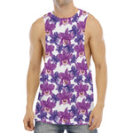 Purple Orchid Flower Pattern Print Men's Muscle Tank Top