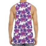 Purple Orchid Flower Pattern Print Men's Muscle Tank Top