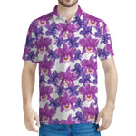 Purple Orchid Flower Pattern Print Men's Polo Shirt