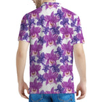 Purple Orchid Flower Pattern Print Men's Polo Shirt