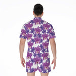 Purple Orchid Flower Pattern Print Men's Rompers