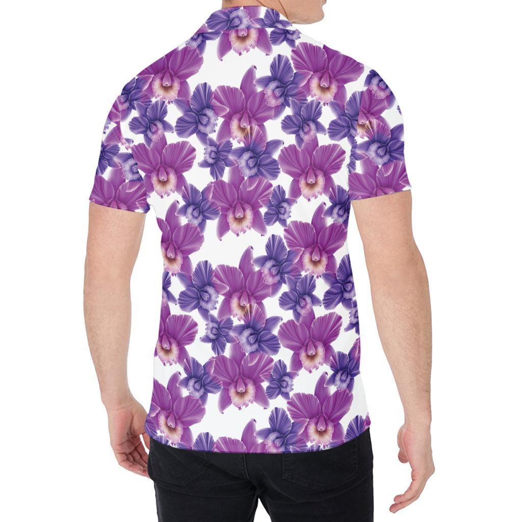 Purple Orchid Flower Pattern Print Men's Shirt