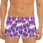Purple Orchid Flower Pattern Print Men's Short Boxer Briefs