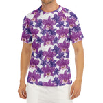 Purple Orchid Flower Pattern Print Men's Short Sleeve Rash Guard