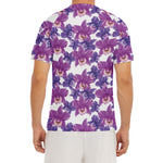 Purple Orchid Flower Pattern Print Men's Short Sleeve Rash Guard