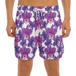 Purple Orchid Flower Pattern Print Men's Split Running Shorts