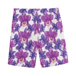 Purple Orchid Flower Pattern Print Men's Sports Shorts