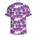 Purple Orchid Flower Pattern Print Men's Sports T-Shirt