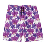 Purple Orchid Flower Pattern Print Men's Swim Trunks